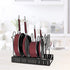 MDHAND Pan Organizer Rack for Cabinet, Pan Pot Lid Organizer Rack with 5 Adjustable Dividers, Kitchen Cookware Storage Rack