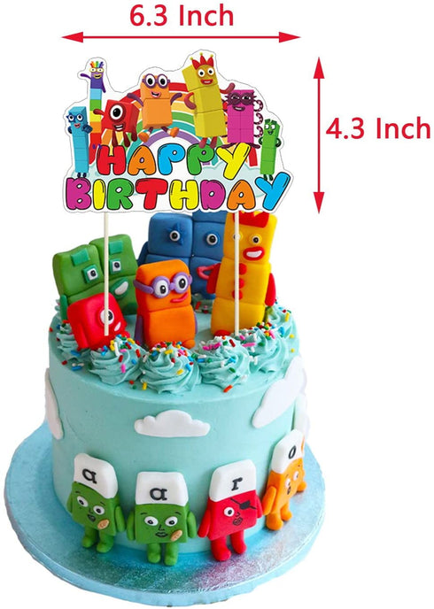 Galoulo Number Birthday Party Supplies For Blocks ,Number Birthday Party Decorations For Blocks Included Cake Toppers, CupCake Toppers, Balloon, Banner, Number Theme block Party Favor Pack Set