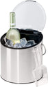 Oggi Stainless Steel Ice and Wine Bucket with Flip Top Lid and Ice Scoop, Holds 2 Bottles