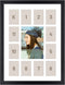 12x16 Black Wood Frame - 13 Opening White Mat - Displays One 5x7 Photo and Twelve 2.5x3.5 Pictures - Collage Frame - Real Glass, Sawtooth Hangers, Swivel Tabs - Wall Mounting, Landscape, Portrait