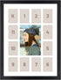12x16 Black Wood Frame - 13 Opening White Mat - Displays One 5x7 Photo and Twelve 2.5x3.5 Pictures - Collage Frame - Real Glass, Sawtooth Hangers, Swivel Tabs - Wall Mounting, Landscape, Portrait