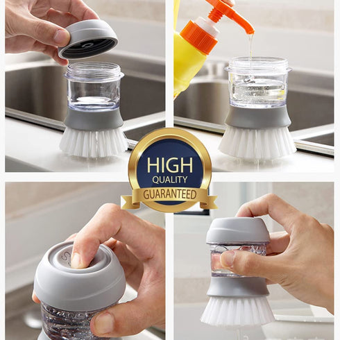 2 Pack Soap Dispensing Palm BrushDish Brush with soap Dispenser with Sturdy Nylon BristlesDish Scrubber Brush for Dishes Pots Pans Sink Cleaning