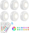 Wireless LED Puck Light 6 Pack with 2 Remote Control, RGB Color Changing & Dimmable LED Under Cabinet Lighting, Battery Powered Closet Lights for Kitchen, Stick On Lights-Small Size 3xAAA Battery