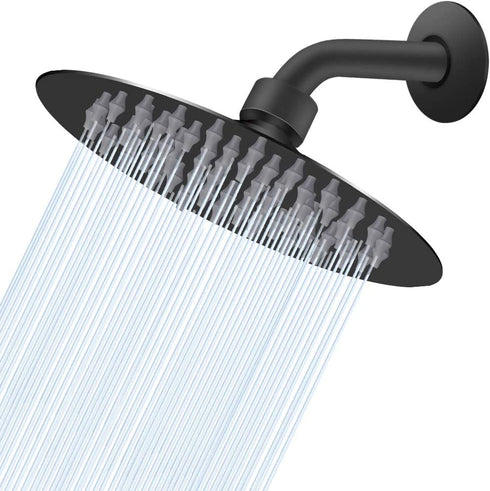 High Pressure Shower Head, 6 Inch Rain Showerhead, Ultra-Thin Design-Best Pressure Boosting-Awesome Shower Experience, NearMoon High Flow Stainless Steel Rainfall Shower Head (Matte Black)