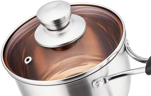 P&P CHEF 1 Quart Saucepan, Stainless Steel Saucepan with Lid, Small Sauce for Home Kitchen Restaurant Cooking, Easy Clean and Dishwasher Safe
