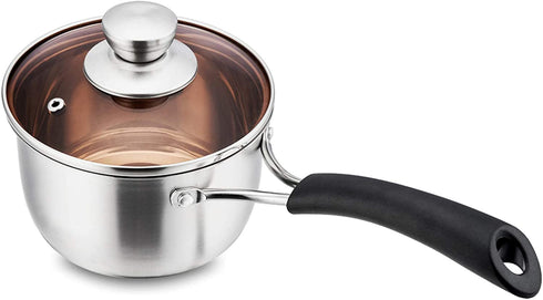 P&P CHEF 1 Quart Saucepan, Stainless Steel Saucepan with Lid, Small Sauce for Home Kitchen Restaurant Cooking, Easy Clean and Dishwasher Safe