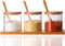 Lawei Set of 3 Condiment Jar with Lids and Spoons - Glass Sugar Bowls Sugar Salt Container Set for Sugar Serving Spice Salt