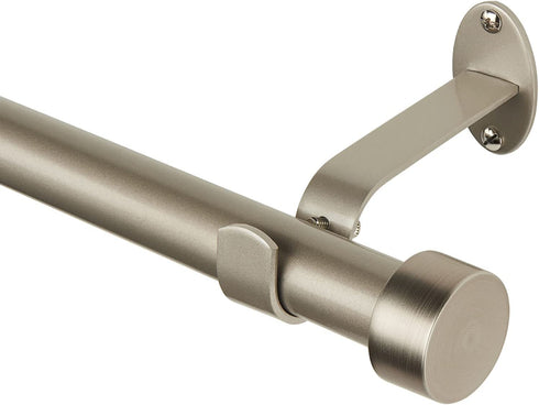 Elrene Home Fashions Serena Single Curtain Rod for Curtains and Drapery with Contemporary Cap Finials, 1-Inch Diameter, 48" - 86" Adjustable Rod, Polished Nickel