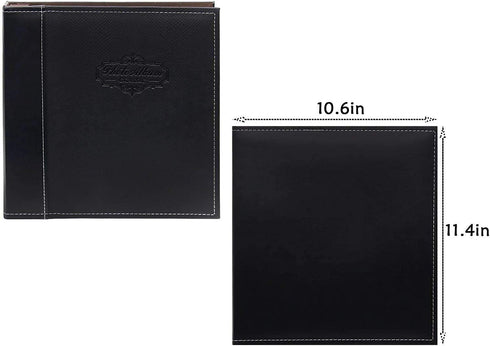 Golden State Art, Self Adhesive Magnetic Photo Album, Self-Stick Albums Holds 3X5, 4X6, 5X7, 6X8, 8X10 DIY Photos-10.6 x 11.4 Inch (Black, 40 Pages, No Front Cover Opening)
