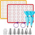 Silicone Baking Mat Macaron Baking Kit, Macaroon Baking Mat Set of 2 Half Sheet Nonstick Baking Mats, 6 Piping Tip, 2 Piping Bag and 2 Tie - Reusable Nonstick Liners for Baking Pans(16.5"x11.6")