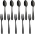 Color ME 5.4 inch Black Coffee Spoons and Cake Fork Set, 10 pcs Stainless Steel Teaspoons Dessert Forks Set