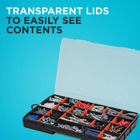 beyond by BLACK+DECKER Plastic Organizer Box with Dividers, Screw Organizer & Craft Storage, 22-Compartment, 2-Pack (BDST60714AEV)