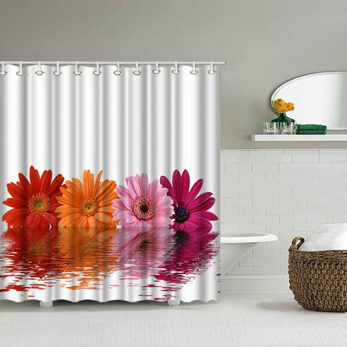 ArtBones Daisy Flower Shower Curtain Spring Floral Bath Curtain 72x72 Inch with Hooks Waterproof Polyester Fabric Colorful