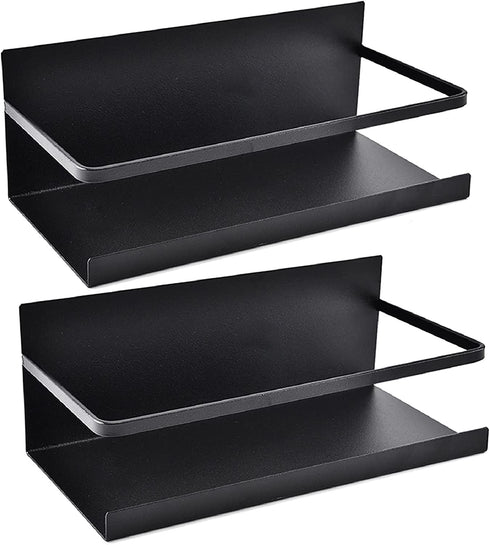 Kulmeo Magnetic Spice Rack Magnetic Shelf For Refrigerator Fridge Spice Rack Spice Shelf for Kitchen Black 2Pack