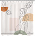 HVEST Boho Mid Century Shower Curtain for Bathroom Decor, Shapes Line Abstract Girl Shower Curtain with Hooks Modern Minimalist Art Aesthetics Polyester Waterproof Fabric Bath Accessories, 72X72Inches