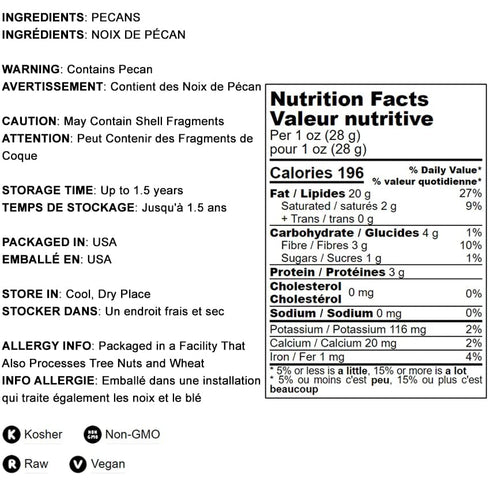Pecans Pieces, 8 Ounces – Non-GMO Verified, Chopped Raw Pecan Nuts, Unsalted, Unroasted, Shelled, Kosher, Vegan, Sirtfood, Bulk. Good Source of Iron, and Calcium. Great for Baking, Homemade Desserts, and Salads.