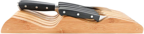 ROYALHOUSE Bamboo Knife Block Holder, 11 Knives Dock, In-Drawer Knife Drawer Organizer, Perfect for Home and Chefs, Premium Knife Holder, Gift for Christmas and Housewarming, Knives Not Included