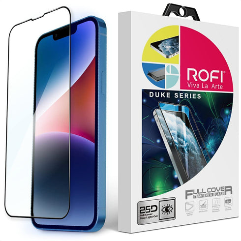 ROFI Anti Blue Light Screen Protector Universal Compatible with iPhone 14/iPhone 13&13 Pro in 6.1 Inch Full Coverage Tempered Glass Protector+Back Screen Protector Ultra Clear Eye Protector 9H Hardness Bubble-Free Easy Installation