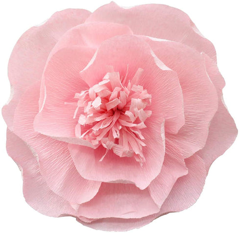 13 Pieces 3D Paper Flowers Pink White with Trees 10" 8" 6" 4" Craft DIY Large Wall Decorations Pom Pom Giant Backdrop Photo Booth Baby Shower Decor Centerpiece Wedding Birthday Party Craft Art