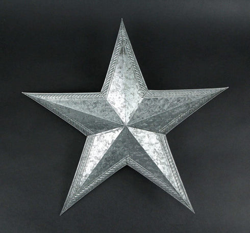 Zeckos Indoor/Outdoor Tooled Edge 12 inch Galvanized Finish Metal Wall Mounted Star