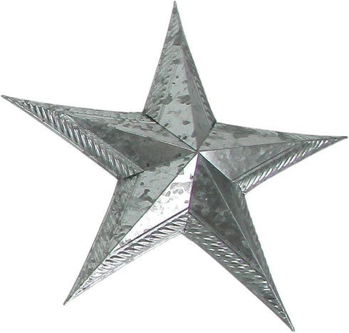 Zeckos Indoor/Outdoor Tooled Edge 12 inch Galvanized Finish Metal Wall Mounted Star
