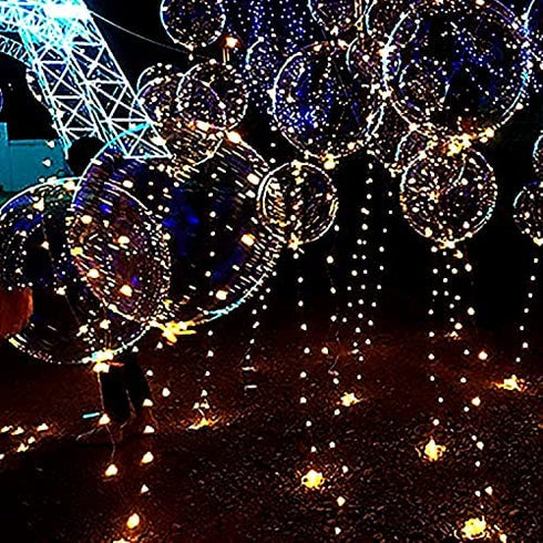 LED Light Up Bobo Baloons 10 Packs, 20 Inches Clear Helium Transparent Balloons 15 pcs, Glow in The Dark Ballons for Christmas Wedding Birthday Valentines Day Halloween Party Decoration