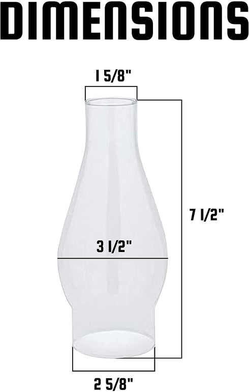 Ohlectric OL-44470 Glass Lamp Chimney - Chimney Transparent Glass Shade - Hand Blown Replacement For Vintage Oil Lamps - Prevent The Flame - Curvy Lamp Chimneys - 2 …? inch Fitter, Pack Of 2