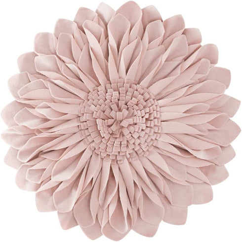 JWH Handmade 3D Sunflower Throw Pillow Covers Aesthetic Flower Soft Velvet Accent Pillow Cases Decorative Round Cute Cushion for Couch Bed Bedroom Living Room Farmhouse Decor Shams 12 Inch Rose Gold