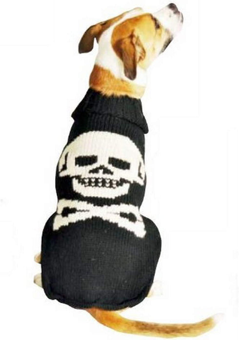 Chilly Dog Black Skull Dog Sweater, X-Small