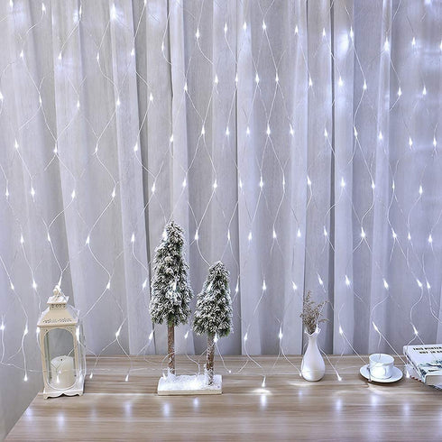 JMEXSUSS 200 LED Net Lights Plug in Mesh Lights, 8 Modes 9.8ft x 6.6ft Net Lights Outdoor Mesh Lights, Waterproof Christmas Net Lights for Bushes(White)