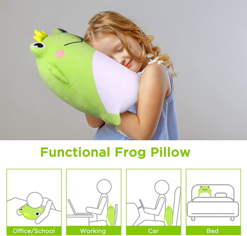 GAGAKU Frog Plush Pillow 15'' Frog Plushie Stuffed Animal Super Soft Animal Pillow Cute Frog Toy Gift for Boys Girls Adults Birthday Valentine's Day Gift
