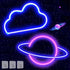 Werfeito 2 Pack Cloud Planet Neon Signs Neon Lights for Wall Decor, USB or Battery Operated LED Neon Sign for Bedroom, Decorative Neon Light Sign for Bar, Living Room, Christmas, Birthday, Wedding