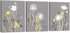Zlove 3 Pieces Yellow Grey White Bathroom Wall Art Simple Life Bath Flower Leaves Art Print on Canvas Stretched and Framed for Modern Home Decor Ready to Hang 12x16inchx3pcs
