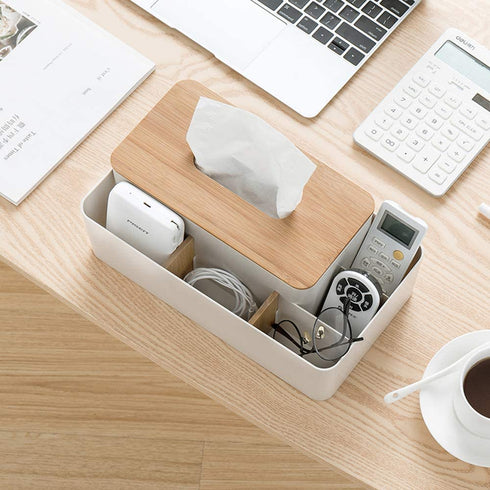 Poeland Multifunction Tissue Box Rectangular Facial Tissue Holder Dispenser for Dining Room, Kitchen, Bedroom Dressers and Home D©cor