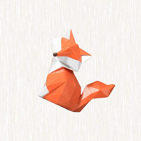 Garneck Resin Decoration Fox Geometric Modern Design Ornaments Family Sculpture Artwork (Size S: 3.9x1.5x3.9inch )