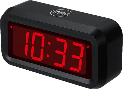 SUPLEDCK Digital Alarm Clock Battery Operated Bedside Home Travel Time Clock Night Visible LED Display (Black)