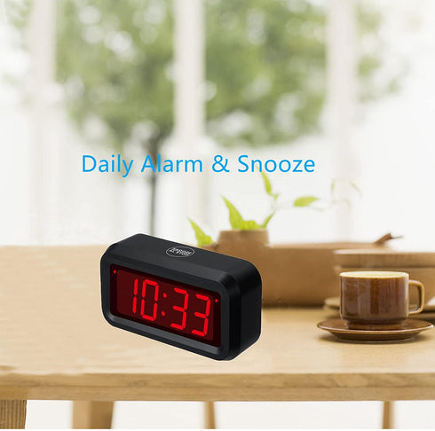 SUPLEDCK Digital Alarm Clock Battery Operated Bedside Home Travel Time Clock Night Visible LED Display (Black)