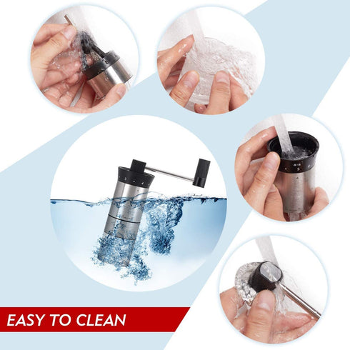 LHS Manual Coffee Grinder Stainless Steel Portable Hand Crank Coffee Mill Grinder Ceramic Conical Burr with Adjustable Coarseness for Home, Office or Traveling