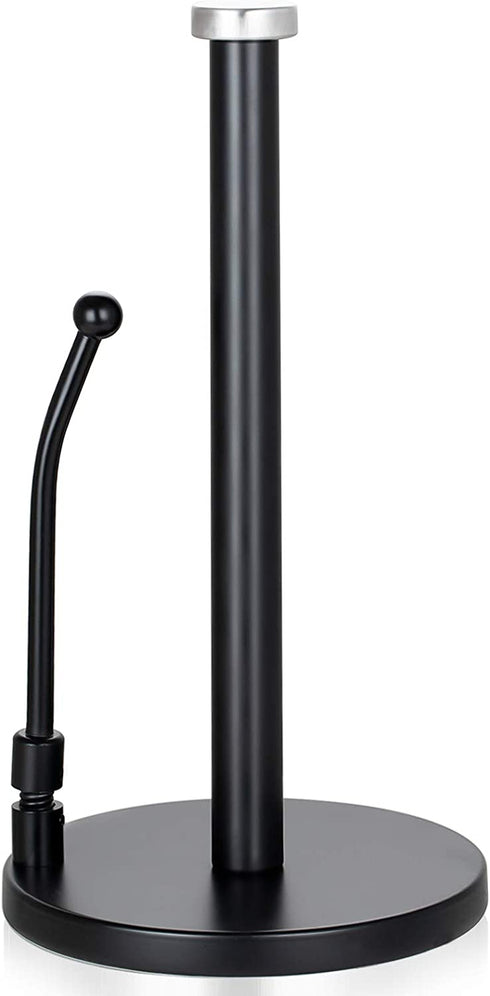 SMARTAKE Paper Towel Holder, Stainless Steel Standing Paper Towel Organizer Roll Dispenser for Kitchen Countertop Home Dining Table, Black