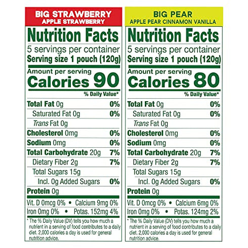 GoGo SqueeZ Big Variety Pack (Apple Strawberry/Pear Cinnamon Vanilla), 4.2 Ounce (10 Pouches), Bigger Than Existing Fruit Pouches, Made from 100% Fruit, Cinnamon, & Vanilla, No Sugar Added