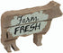 Parisloft Farm Fresh Wood Cow Shaped Sign Tabletop Decor, Carved Cow Statue Home Decor, Animal Sculpture Decorations