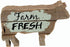 Parisloft Farm Fresh Wood Cow Shaped Sign Tabletop Decor, Carved Cow Statue Home Decor, Animal Sculpture Decorations