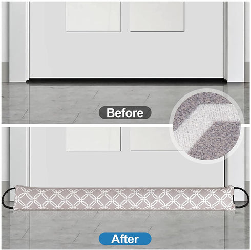 LONGTM Under Door Draft Stopper 36inch, Under Door Noise Blocker Door Snake Draft Stopper Weighted Saving Energy Under Door (Grey and White 36in x 3in, 2LBS)