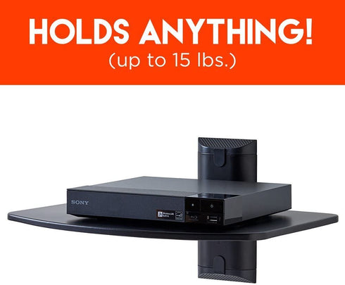 ECHOGEAR Wall Mount Shelf - Steel Floating Shelf Supports 15lbs of Streaming Devices, Gaming Consoles, and Cable Boxes - EGAV1