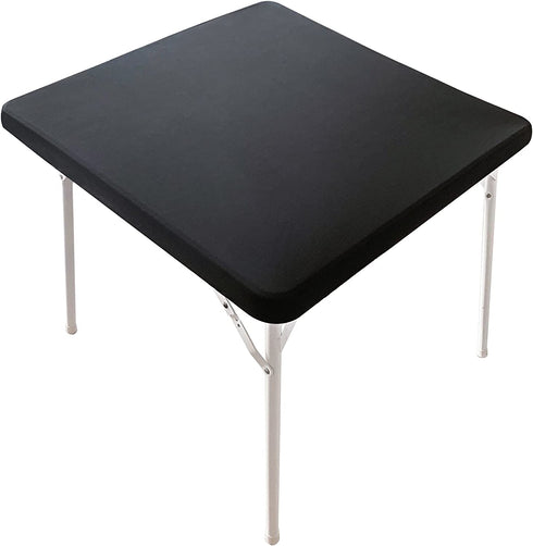 Monibana Cocktail Fitted Spandex Stretch Square Table Covers Caps Elastic Square Tablecloth Black Table Topper 34x34 Inch