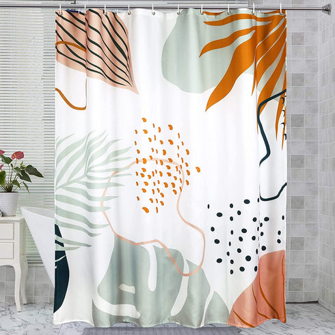 Uphome Abstract Shower Curtains for Bathroom Fabric Modern Aesthetic Art Shower Curtain Set with Hooks Cute Spring Plant Printed Bath Curtain Heavy Duty,60x72