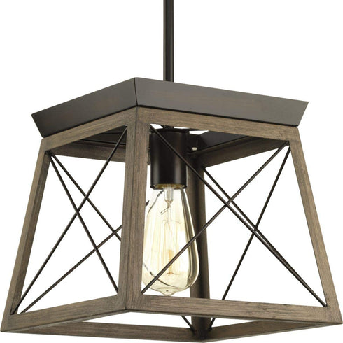 Briarwood Collection 1-Light Coastal Mini-Pendant Light Antique Bronze