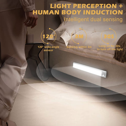 Wireless Under Cabinet Lights, 72 LED Under Counter Lights for Kitchen, USB Motion Sensor Light Indoor, Dimmable LED Motion Sensor Light Strip, Battery Powered Motion Activated LED Night Light