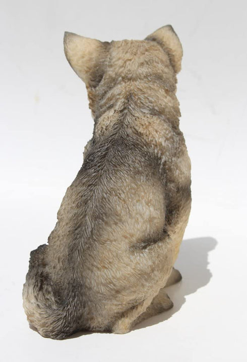 US 4.5 Inch Wolf Cub Sitting Decorative Statue Figurine, Gray and Cream
