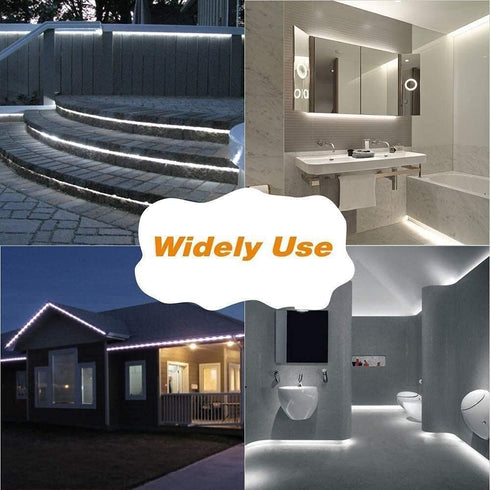 16.4ft Solar Strip Lights Outdoor Waterproof, Auto ON/Off, 2 Modes, Flexible and Cuttable, Self-Adhesive, 150 LED Lights Strip for Window Pool Deck Stairs Roof Patio Walkway Fence Decor (Cool White)